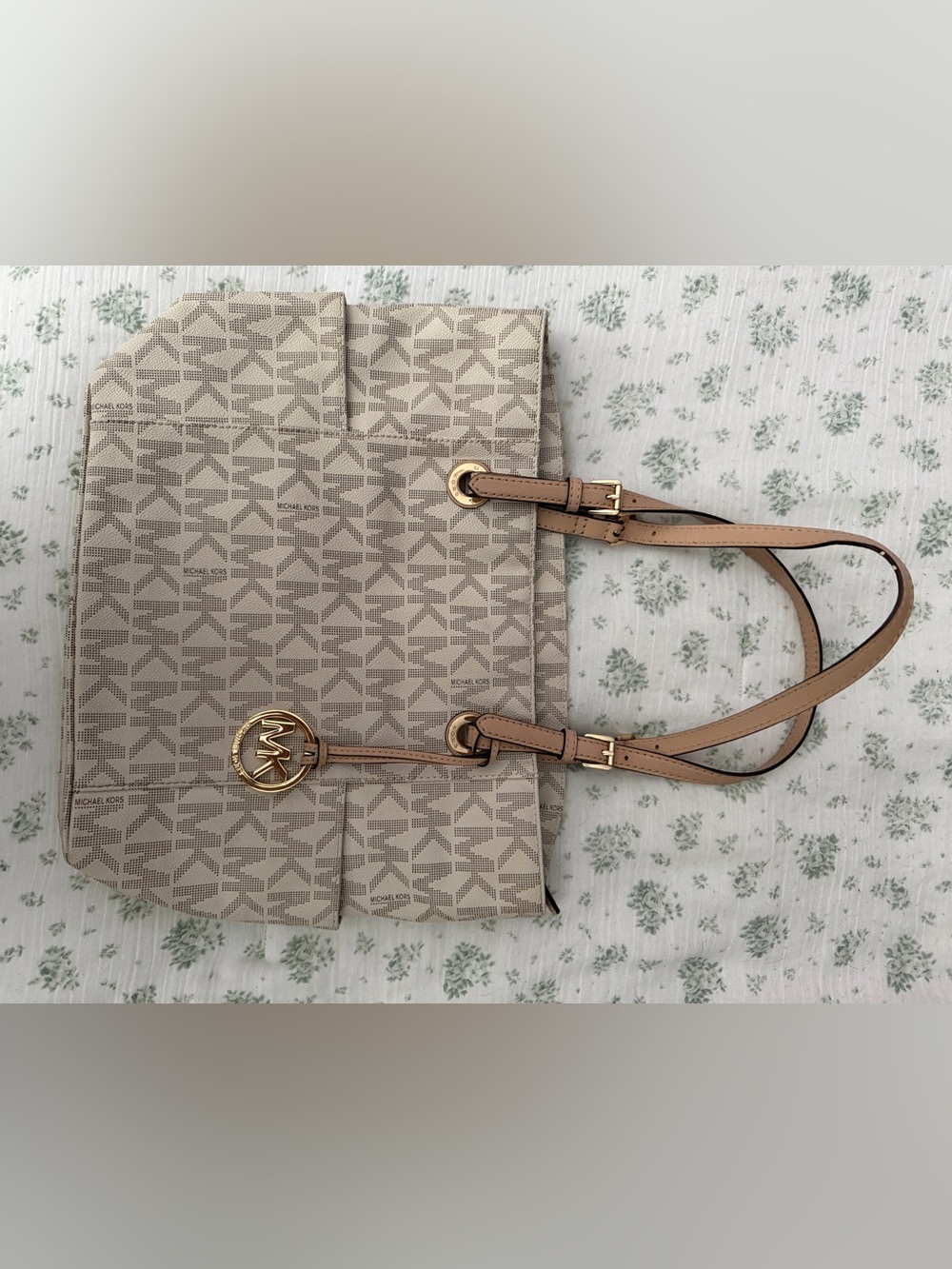 Michael Kors Tan & Beige Logo Shoulder Bag
